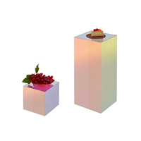 Acryl Rechteckiger Lebensmittel-Präsentationsständer Schillernder Farbiger Würfel Dessert-Vitrine Dicke Kuchenplatte für Hochzeiten und Partys
