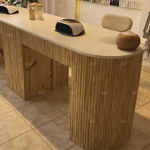 M2 Modern Nail Shop Beauty Salon Double Wood Manicure <strong>Table</strong> with Dust Collector, <strong>Socket</strong>, More Storage Nail <strong>Table</strong> - Product Image 2