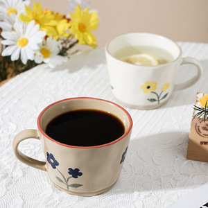Ins Nordic Hand Painted Ceramic Mugs Simple Rustic Coarse Pottery Coffee Water Cups Home Decor - Product Image 2