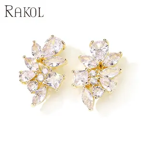 RAKOL EP2954 hot selling rhinestone crystal ladies fashion bridal cluster stud earrings fine earrings jewelry women