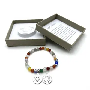 Heart forgiving stainless steel charm in jewelry box healing message cross Tiger eye Agate rose quartz love gemstone bracelet