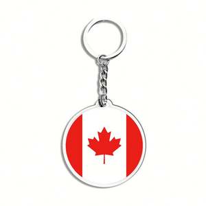 Porte-clés Souvenir Drapeau Canadien - Pendentif Rectangulaire en Acrylique Tendance Dessin Animé Personnalisable Cadeau 2026 pour Fans de Football Vente Directe Usine - Product Image 2