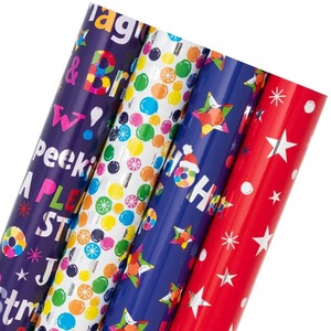 Custom Eco-Friendly Christmas Theme Gift <b>Wrap</b> Art <b>Paper</b> <b>Roll</b> 100GSM Double Sided Coated Metallized Recyclable Digital Printing - Product Image 1