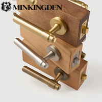 Set Perlengkapan Kunci Pintu Kamar Mandi Tuas Privasi Mortise Kuningan Padat dengan Finishing Brushed Nickel B52 08 untuk Kamar Hotel