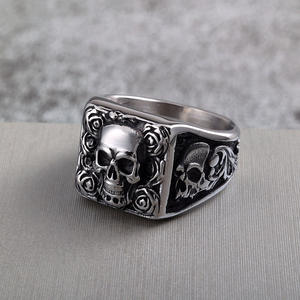 Stainless Steel Punk <b>Ring</b> Skeleton Design Halloween Hip Hop Jewelry - Product Image 1