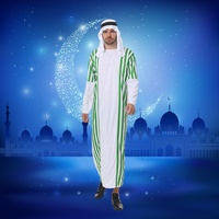 Costume de fête d'Halloween, ensemble de costumes de cosplay, robe arabe blanche et verte, costume de prince arabe ancien