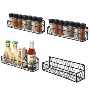Étagère de rangement de cuisine personnalisée en usine, ensemble de supports et de pots à épices muraux, étagère d'assaisonnement de cuisine à 4 niveaux en acier inoxydable - Product Image 3