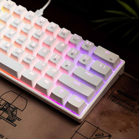 Clavier de jeu à interrupteurs bleus 60 % compact pour gamer, 61 touches, rétroéclairage arc-en-ciel, filaire, blanc, mécanique pour PC