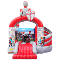 Château Gonflable Commercial avec Toboggan et Structure de Rebond, Jeux de Carnaval, Toboggan Humide et Sec, Aire de Jeux Gonflable Unisexe pour Tout-petits