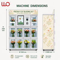 Máquina Expendedora Inteligente de Flores Frescas de Acero Inoxidable, Quiosco de Ramos de Flores de Autoservicio 24/7, Pantalla Táctil, Pago con Tarjeta y Efectivo, Basado en la Nube