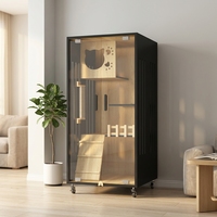 Meuble pour chat en panneaux de fibres haute densité, maison pour animaux de compagnie d'intérieur, tour d'activités pour chat autoportante