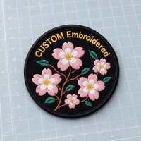 Patchs brodés 3D personnalisés en chenille motif fleur de cerisier Sakura, éco-responsables, thermocollants pour vestes, chapeaux, sacs, commandes en gros