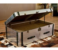 Table basse en aluminium de style aviateur rétro industriel de luxe pour salon, style loft