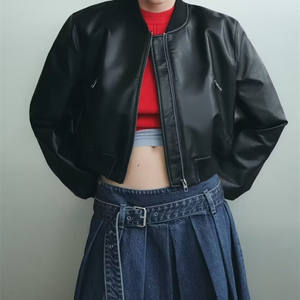 Giacca da Pilota in Ecopelle con Colletto Alto per Donna, Nuovo Stile Retrò Casual Autunno-Inverno - Product Image 2