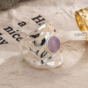 Joyería fina delicada de plata personalizada para mujer, anillo de moda, chapado en regalo, anillos de amatista de Golf Real de 18K - Product Image 3