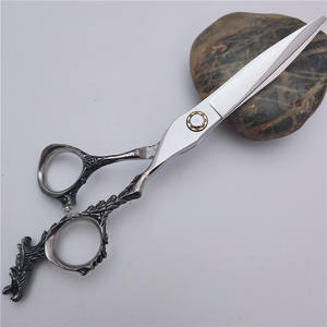 Ciseaux de coiffure professionnels à poignée dragon personnalisée, 6,0 pouces, ciseaux à effiler en acier inoxydable 440C, pour droitiers, ciseaux plats - Product Image 2