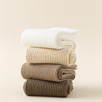 Chaussettes sans couture à double aiguille 200 aiguilles en coton sans couture pour homme, mi-mollet, antibactériennes et respirantes, automne-hiver