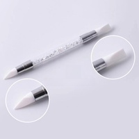 Pinceau à ongles en silicone pour nail art, 5 couleurs, double tête, pointe sculptée, poudre scintillante liquide, sculpture DIY, pointillage