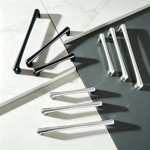 Round End Zinc Alloy Cabinet Pull Handles <strong>Black</strong> Chrome Drawer Furniture Hardware for Kitchen Wardrobe Cupboard <strong>Door</strong> - Product Image 2