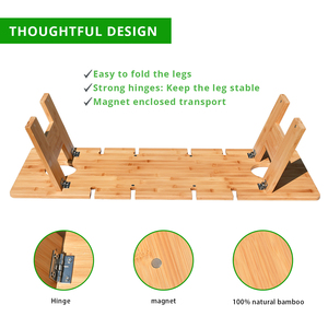 Youlike Mesas plegables de bambú Muebles de madera para exteriores Uso de comedor portátil Mesa de picnic de madera baja - Product Image 2