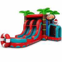 Nouveau style Château gonflable Aurora en PVC 5x4M écologique pour enfants, usage commercial intérieur/extérieur, avec toboggan et souffleur d'air