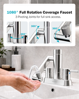 Robinet de cuisine à double poignée SS304 avec filtre intégré, 1080 °   Robinet d'eau potable pivotant