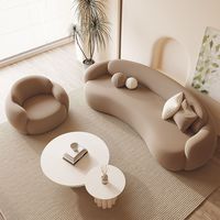 Canapé Courbé, Forme Irrégulière, Couleur Café, pour Salon de Beauté, Magasin de Vêtements, Zone de Pause au Bureau, Réception et Salle de Réunion