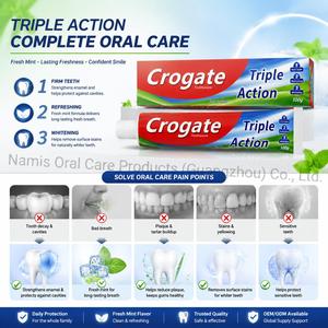 <span class=keywords><strong>Dentifrice</strong></span> Crogate <span class=keywords><strong>Triple</strong></span> <span class=keywords><strong>Action</strong></span> à la menthe fraîche 100g, 3 en 1 : Dents plus fermes + Haleine rafraîchissante + Blanchiment des surfaces - Product Image 4