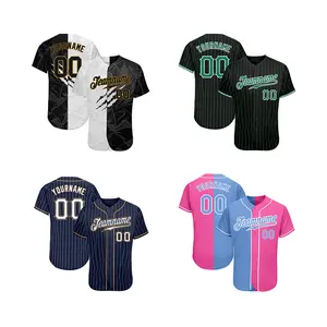 カスタムデザインブルーベースボールジャージーガール昇華ロゴ女性野球シャツ