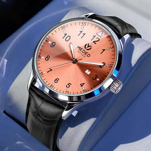 MEDEO MD703 Original Miyota Quartz Boîtier en acier inoxydable Bracelet en cuir Chronographe Étanche Aiguilles lumineuses Calendrier Unisexe Cadeau - Product Image 4