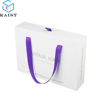 Boîte à tiroirs blanche personnalisable avec poignée pour robes de mariée |   Emballage de robe de soirée Bobtail avec impression de logo, cadeau