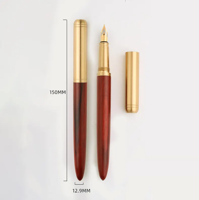 Brass Wood Reusable Art Fountain Pen with Nibs High Quality Business Gift Wooden Pen with Logo Printing