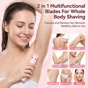 Épilateur électrique 2-en-1 pour femmes, tondeuse à sourcils portable, épilateur facial indolore, rasoir corporel étanche, tondeuse bikini - Product Image 3