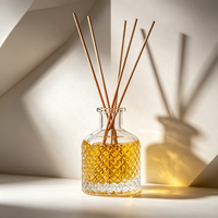Bouteilles diffuseurs de parfum en verre transparent taillé en diamant avec bâtonnets, 100 ml et 130 ml, prix de gros, bouteilles diffuseurs de luxe