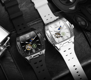 Montre automatique de luxe SKROX pour homme avec alarme lumineuse, phases de lune, bracelet en caoutchouc, logo personnalisé, vente en gros, offre spéciale - Product Image 3