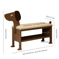Banc de porte créatif en bois massif détachable Echo pour chiot, avec rangement pour chaussures, banc d'appoint mignon en forme d'animal pour la maison