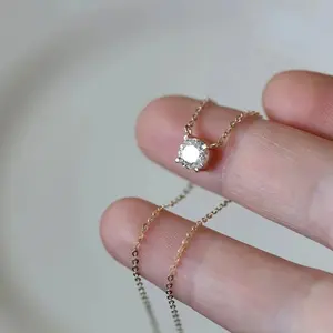 Collana da donna in argento Sterling 925 di alta qualità 6mm Moissanite 24K placcato oro gioielli