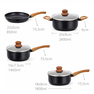 High Quality Ceramic Coated <b>Pot</b> Pan Silicone Glass Lids Soft Touch Handle Non Stick 7 Piece Forged Aluminium Cookware <b>Set</b> - Product Image 6