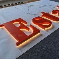 Signalétique haut de gamme en acier inoxydable 304 avec rétroéclairage rouge : Peinture vive et fabrication soignée pour votre boîte lumineuse de porte prestigieuse