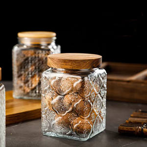 Frascos de vidrio decorativos vacíos con tapa de bambú, para almacenamiento de miel, azúcar, nueces, chocolate, 750ml - Product Image 1