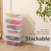 Boîte de rangement à chaussures empilable en plastique sans BPA, conteneur emboîtable avec couvercle à loquet, organisez vos chaussures, boîte transparente pour la maison et le bureau