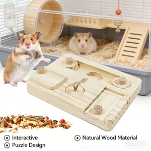 Jouet de forrage en bois <span class=keywords><strong>pour</strong></span> hamster, distributeur de nourriture avec panneaux coulissants et corde <span class=keywords><strong>pour</strong></span> petits animaux, stimulation mentale et friandises <span class=keywords><strong>pour</strong></span> jeux de cache-cache - Product Image 1