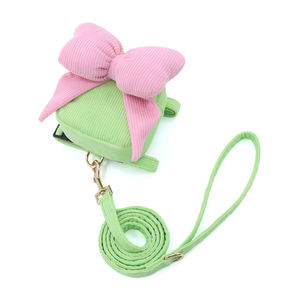 Mochila pequeña con lazo de pana, <span class=keywords><strong>collar</strong></span> de correa de perro bonito para varios tamaños, <span class=keywords><strong>collar</strong></span> de perro aceptado personalizado, juego de arné<span class=keywords><strong>s</strong></span> de correa doble para perros y gatos - Product Image 1
