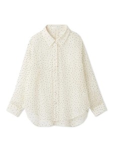 Customized Women's Summer Casual Elegant Tops Loose Ivory White <strong>Chiffon</strong> Shirt With Pleated Weave Outdoor Sexy Transparent Design - Product Image 6