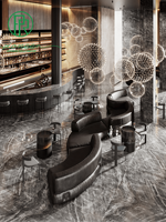 Comptoir de bar moderne en MDF avec étagères, présentoir à bouteilles, canapé et banquette d'entrée pour whisky et lounge