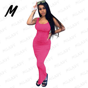 制造商定制标志紧身长休闲女装女式无袖棉质俱乐部马克西女式休闲装带头带 - Product Image 4