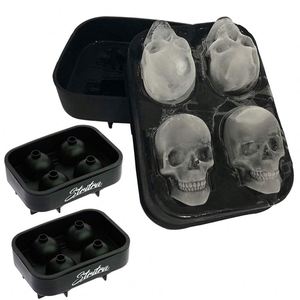 Moule à glaçons 3D en forme de crâne avec couvercle, grand moule à glaçons en silicone en forme de crâne pour whisky et cocktails, sans BPA, facile à démouler, pour fêtes - Product Image 1