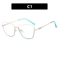 7141 MOSI mode unisexe demi-monture Anti lumière bleue lunettes optiques cadres Rectangle métal diamant populaire Prescription