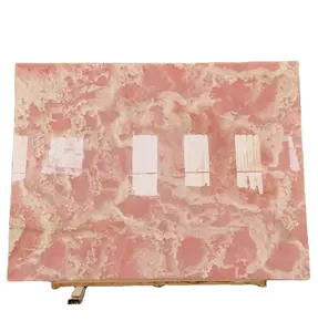 Ngọc tự nhiên Onyx Đá Cẩm Thạch nền tường thiết kế màu hồng Đá Cẩm Thạch bảng màu hồng Đá Cẩm Thạch gạch lát sàn