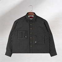 Chemises décontractées à manches longues pour hommes, coupe droite ample, avec poche asymétrique, motif écossais classique